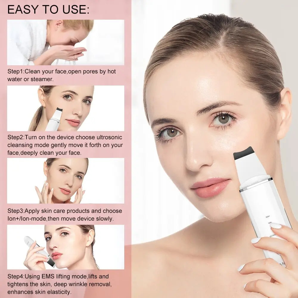 ANLAN Ultrasonic Ultraschallpeelinggerät Ionen Hautreiniger für Gesichtspflege Porenreiniger ANLAN Ultrasonic Ultraschallpeelinggerät Ionen Hautreiniger für Gesichtspflege Porenreiniger